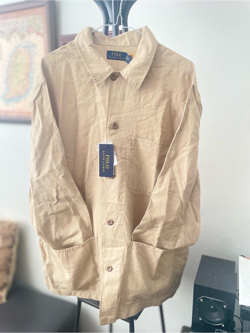 Polo by Ralph Lauren Men's Beige Cotton/Linen Shirt Jacket. 53% linen 47% Cotton